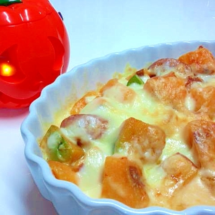 秋ですね*安納芋とかぼちゃのお手軽グラタン
